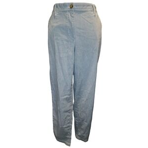Talbots Girlfriend Chino Pants Womens 10 Blue White Striped Seersucker Cotton